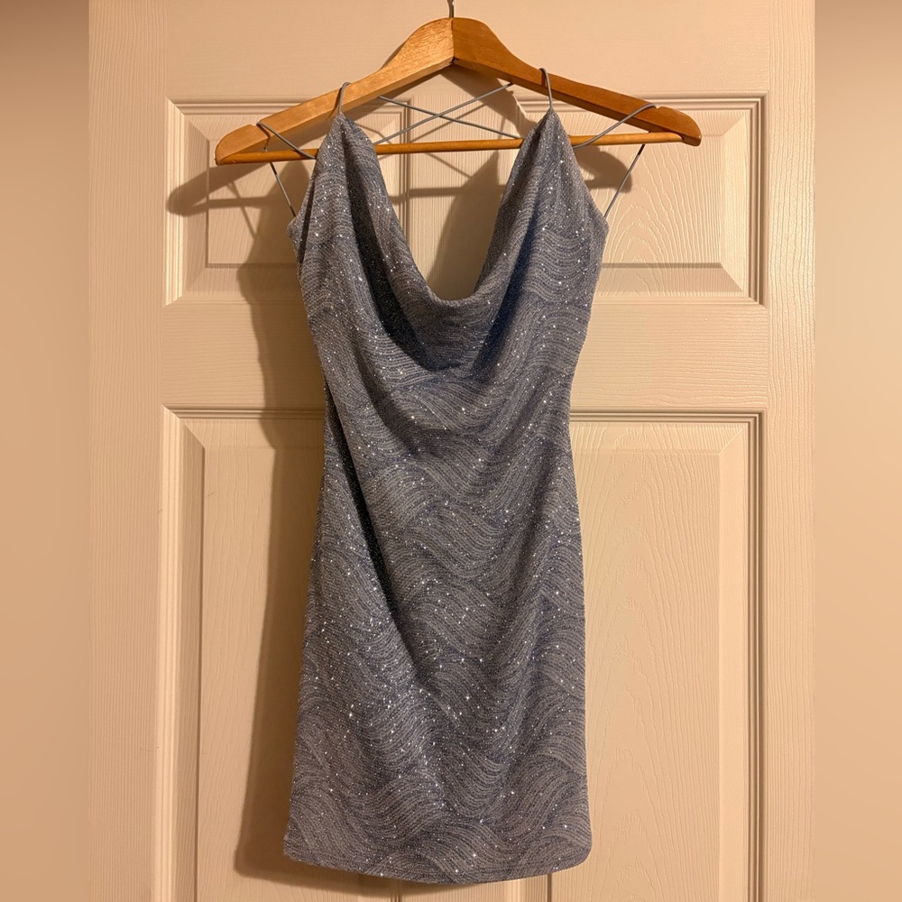Windsor Glittering Light Blue Backless Dress